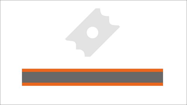 Rascador de agregados múltiples para el perfecto alisado de radios y chaflanes en bordes de plástico con dos perfiles. Rascador de agregados múltiples para el perfecto alisado de radios y chaflanes en bordes de plástico con dos perfiles.