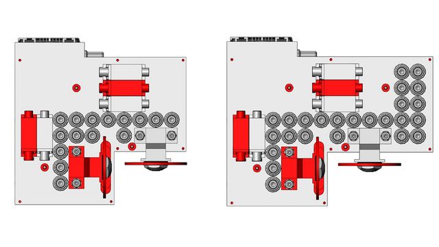 La EPICON está perfectamente equipada con cabezales portabrocas integrados. Cabezal de taladro integrado, 21 o 31 husos